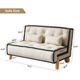 Modern Convertible Armless Sleeper Sofa Bed Chair with Technology Velvet & Solid Wood Legs - Black & White