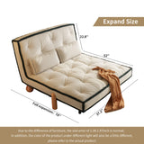 Modern Convertible Armless Sleeper Sofa Bed Chair with Technology Velvet & Solid Wood Legs - Black & White