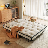 Modern Convertible Armless Sleeper Sofa Bed Chair with Technology Velvet & Solid Wood Legs - Black & White