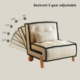 Modern Convertible Armless Sleeper Sofa Bed Chair with Technology Velvet & Solid Wood Legs - Black & White