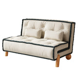 Modern Convertible Armless Sleeper Sofa Bed Chair with Technology Velvet & Solid Wood Legs - Black & White