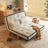 Modern Convertible Armless Sleeper Sofa Bed Chair with Technology Velvet & Solid Wood Legs - Black & White
