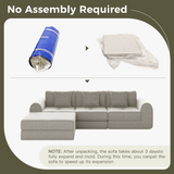 WEHOMZ Modern Convertible & Modular Sofa Bed in Corduroy Off-White/Green