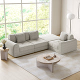 WEHOMZ Modern Convertible & Modular Sofa Bed in Corduroy Off-White/Green