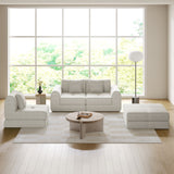 WEHOMZ Modern Convertible & Modular Sofa Bed in Corduroy Off-White/Green