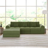 WEHOMZ Modern Convertible & Modular Sofa Bed in Corduroy Off-White/Green