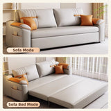Gray Convertible Sleeper Sofa Bed with Storage & Cushion Back, Contemporary