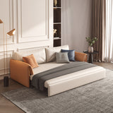 Jasiway Convertible Sleeper Sofa Bed in Faux Leather with Metal Frame, Expands for Versatility
