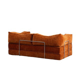 Corduroy Fabric Convertible Sofa Bed with Stainless Steel Frames in Caramel, Grey & Beige