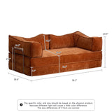 Corduroy Fabric Convertible Sofa Bed with Stainless Steel Frames in Caramel, Grey & Beige