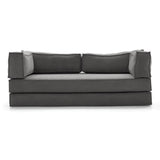 Corduroy Fabric Convertible Sofa Bed with Stainless Steel Frames in Caramel, Grey & Beige