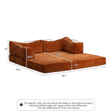 Corduroy Fabric Convertible Sofa Bed with Stainless Steel Frames in Caramel, Grey & Beige