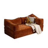 Corduroy Fabric Convertible Sofa Bed with Stainless Steel Frames in Caramel, Grey & Beige