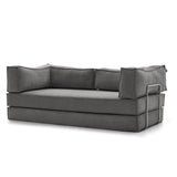 Corduroy Fabric Convertible Sofa Bed with Stainless Steel Frames in Caramel, Grey & Beige