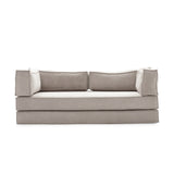 Corduroy Fabric Convertible Sofa Bed with Stainless Steel Frames in Caramel, Grey & Beige