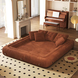 Corduroy Folding Sofa Bed - Versatile Pet-Friendly 3-in-1 Floor Couch in Brown & Green