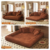 Corduroy Folding Sofa Bed - Versatile Pet-Friendly 3-in-1 Floor Couch in Brown & Green