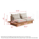 Cotton Linen Beige Sofa with Underseat Storage & Solid Wood Frame