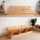 Cotton Linen Beige Sofa with Underseat Storage & Solid Wood Frame
