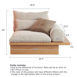 Cotton Linen Beige Sofa with Underseat Storage & Solid Wood Frame