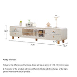 Modern Cream Wooden TV Stand with Sliding Door & Drawers, Beige