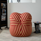 WEHOMZ Modern Striped Lounge Chair & Ottoman Set, Foam Cushion, Red or Blue
