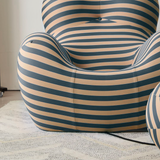 WEHOMZ Modern Striped Lounge Chair & Ottoman Set, Foam Cushion, Red or Blue