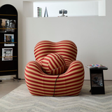 WEHOMZ Modern Striped Lounge Chair & Ottoman Set, Foam Cushion, Red or Blue