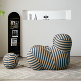 WEHOMZ Modern Striped Lounge Chair & Ottoman Set, Foam Cushion, Red or Blue