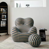 WEHOMZ Modern Striped Lounge Chair & Ottoman Set, Foam Cushion, Red or Blue