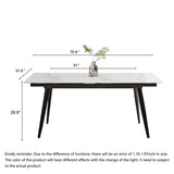 Modern Extendable Marble Dining Table 4-8 Seats Rectangle Sintered Stone Top & Carbon Steel Legs