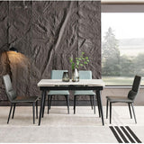 Modern Extendable Marble Dining Table 4-8 Seats Rectangle Sintered Stone Top & Carbon Steel Legs