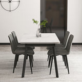 Modern Extendable Marble Dining Table 4-8 Seats Rectangle Sintered Stone Top & Carbon Steel Legs