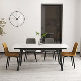 Modern Extendable Marble Dining Table 4-8 Seats Rectangle Sintered Stone Top & Carbon Steel Legs