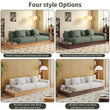 WEHOMZ Wood Frame Sofa Bed, Reversible Armrests & Storage, Corduroy/Linen Blend