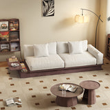 WEHOMZ Wood Frame Sofa Bed, Reversible Armrests & Storage, Corduroy/Linen Blend