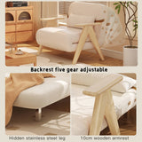 WEHOMZ Foldable Reclining Sofa Bed with Armrests in Cotton Linen, Breathable & Space-Saving Design