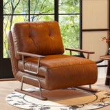 Foldable Sofa Bed in Caramel Eco-Leather – 4-in-1 Convertible Chair, Chaise & Bed