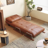 Caramel Eco-Leather Foldable Sofa Bed – Convertible 4-in-1 Chair, Chaise & Bed