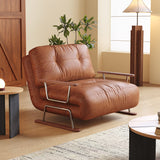 Caramel Eco-Leather Foldable Sofa Bed – Convertible 4-in-1 Chair, Chaise & Bed
