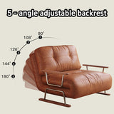 Caramel Eco-Leather Foldable Sofa Bed – Convertible 4-in-1 Chair, Chaise & Bed