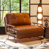 Caramel Eco-Leather Foldable Sofa Bed – Convertible 4-in-1 Chair, Chaise & Bed