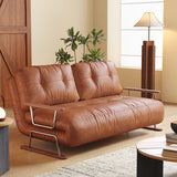 Caramel Eco-Leather Foldable Sofa Bed – Convertible 4-in-1 Chair, Chaise & Bed