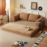 Corduroy Modular Futon Couch Bed & Sleeper Sofa in Caramel, Gray, Beige