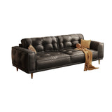 French Vintage Leather Sofa in Black & Brown - Luxurious Comfort with Top-Grain Leather