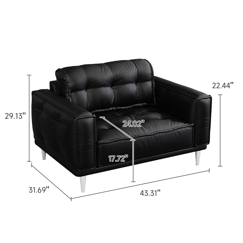 French Vintage Leather Sofa in Black & Brown - Luxurious Comfort with Top-Grain Leather
