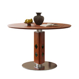 WEHOMZ French Vintage Round Foldable Dining Table with Solid Wood & Stainless Steel