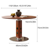 WEHOMZ French Vintage Round Foldable Dining Table with Solid Wood & Stainless Steel