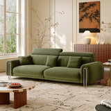 Green Chenille Big Comfy Couch – Adjustable Headrest, Water-Resistant
