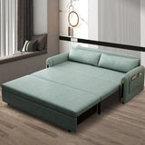 Modern Green Convertible Sofa Bed with Storage Pocket & Metal Legs